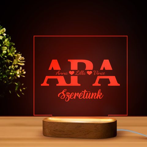Apa szeretünk, nevekkel LED lámpa