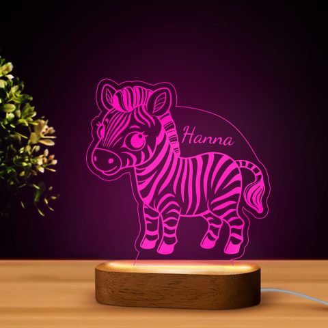 Zebra mintás LED lámpa névvel