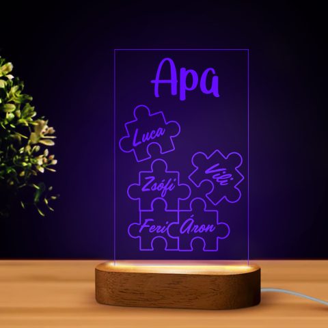Puzzle mintás LED lámpa apának névvel