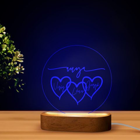 Kör alakú LED lámpa szívben nevekkel anyának