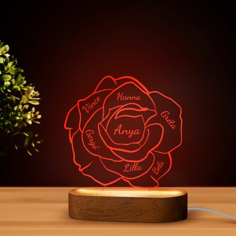 Rózsa alakú LED lámpa anyának nevekkel