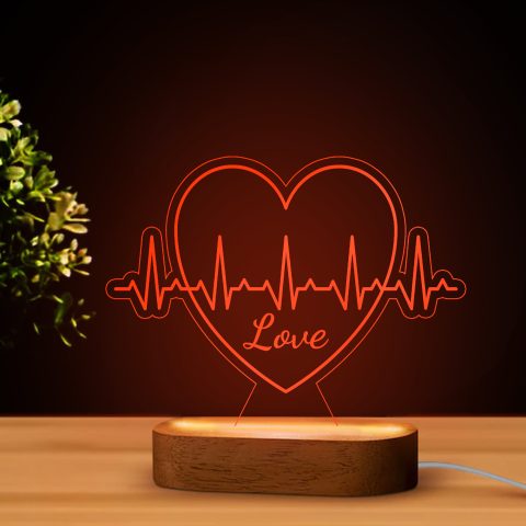 Szív LED lámpa szívritmussal és love felirattal