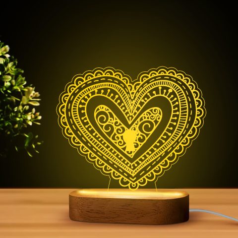 Szív alakú mandala 1 LED lámpa