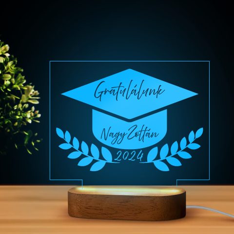 LED lámpa diplomaosztóra névvel, dátummal