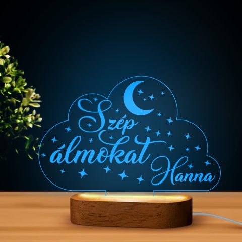 Felhő alakú LED lámpa névvel