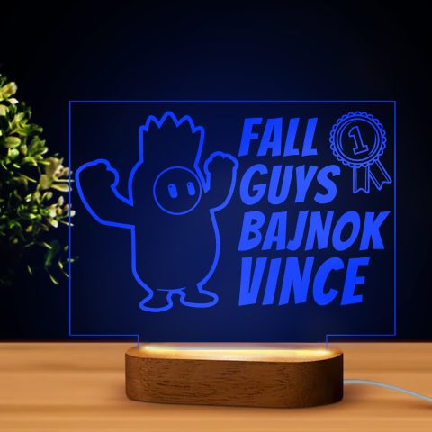Fall guys bajnok neves led lámpa