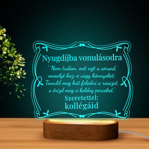Nyugdíjba vonulásodra led lámpa saját szöveggel és nevekkel 1
