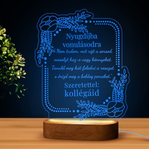 Nyugdíjba vonulásodra led lámpa saját szöveggel és nevekkel 2