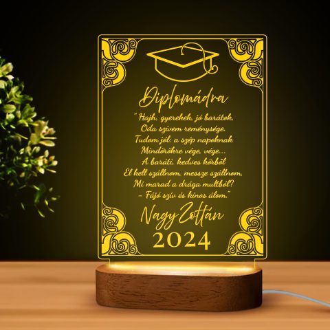 Led lámpa diplomádra saját szöveggel és névvel 1