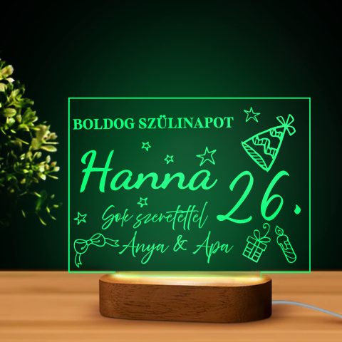 Boldog szülinapot led lámpa névvel, életkorral 1