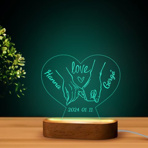 Led lámpa szív formában kéz fogó mintával