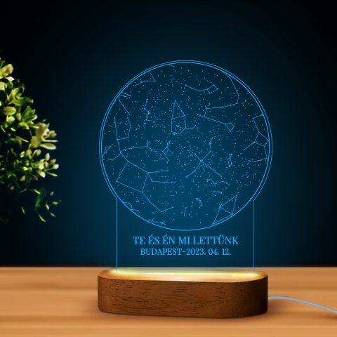 Csillagtérképes led lámpa kör formában