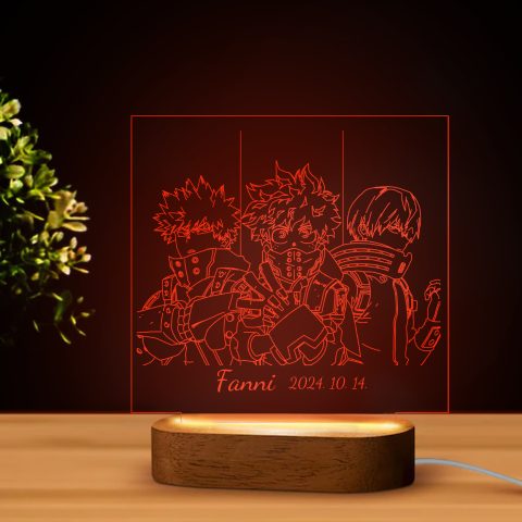 Boku no Hero Academia 10 LED lámpa, névvel és dátummal