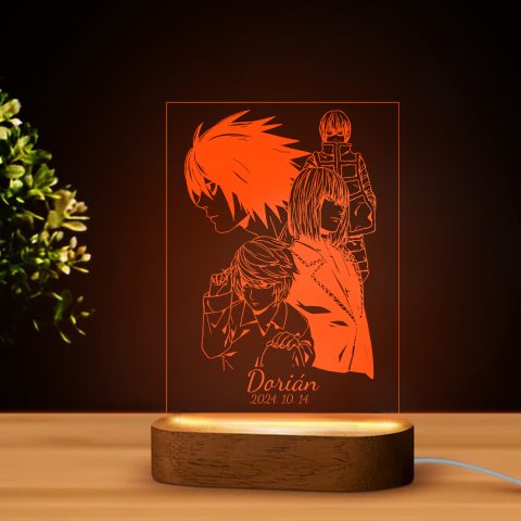 Death Note 3 LED lámpa, névvel és dátummal