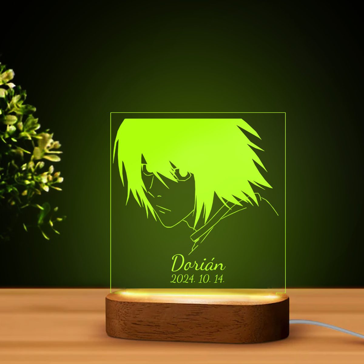 Death Note 6 LED lámpa, névvel és dátummal