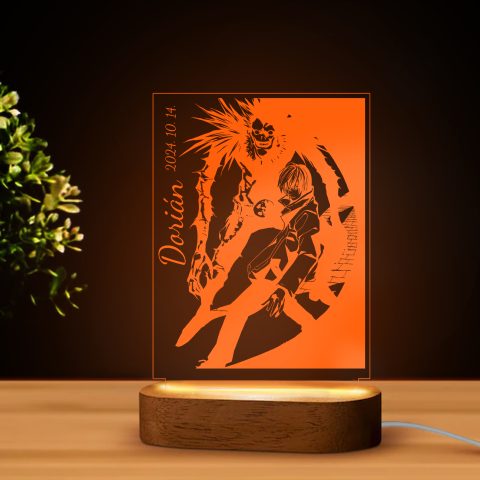 Death Note 9 LED lámpa, névvel és dátummal