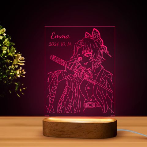 Demon Slayer 12 LED lámpa, névvel és dátummal