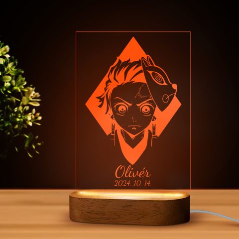 Demon Slayer 14 LED lámpa, névvel és dátummal
