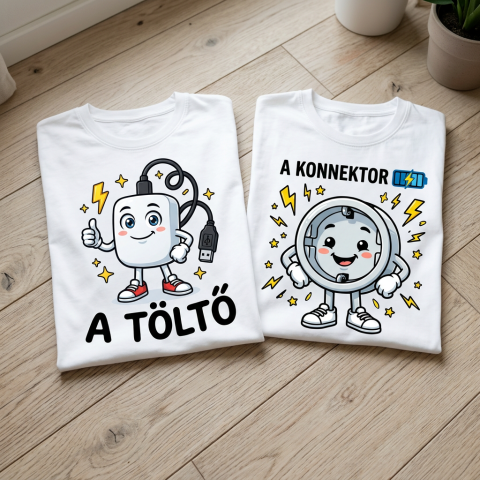 A töltő, a konnektor páros póló