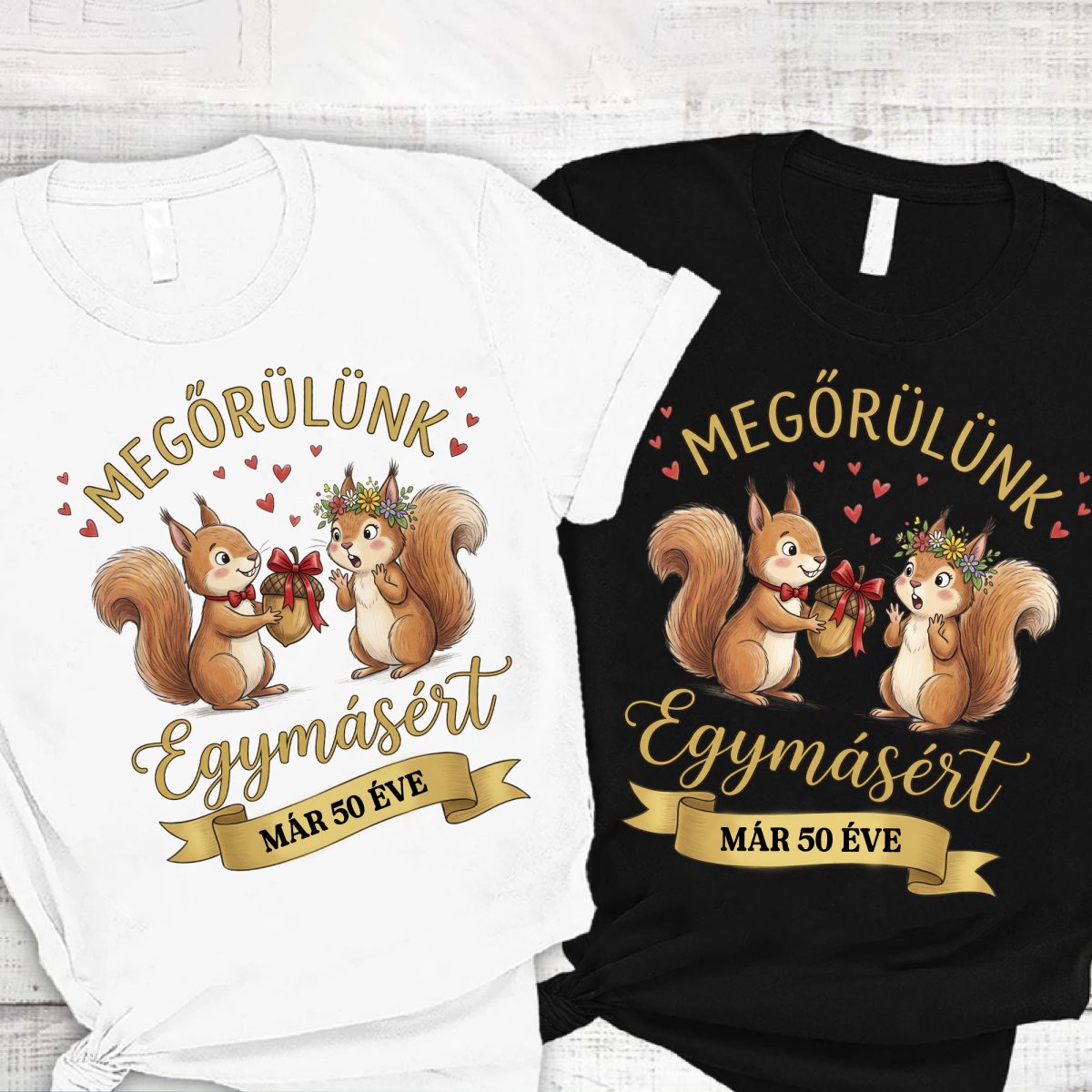 Megőrülünk egymásért mókusos páros póló