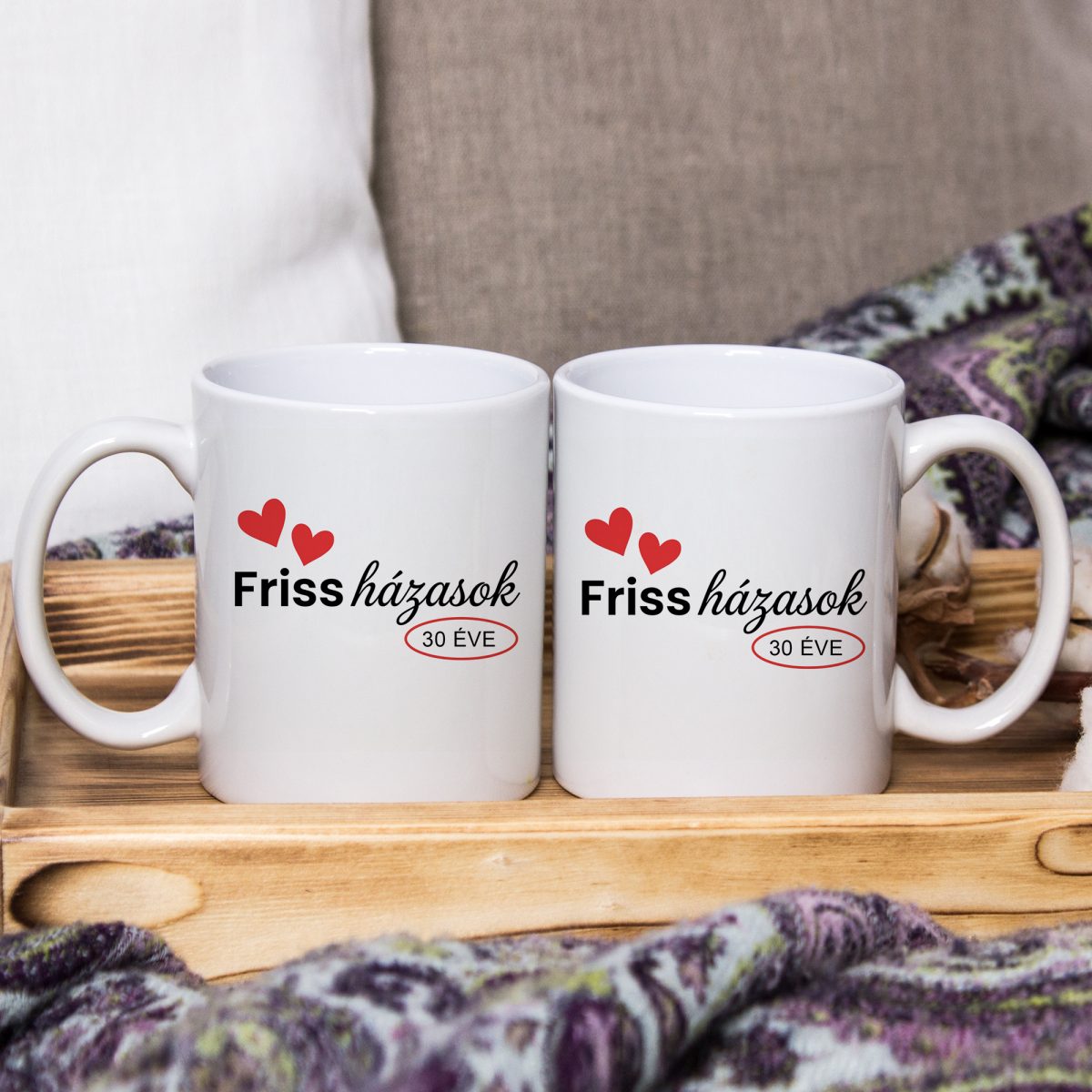 Friss házasok ... éve letisztult stílusú páros bögre