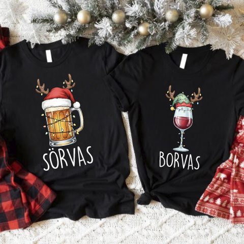 Sörvas/borvas karácsonyi páros póló vagy pulcsi